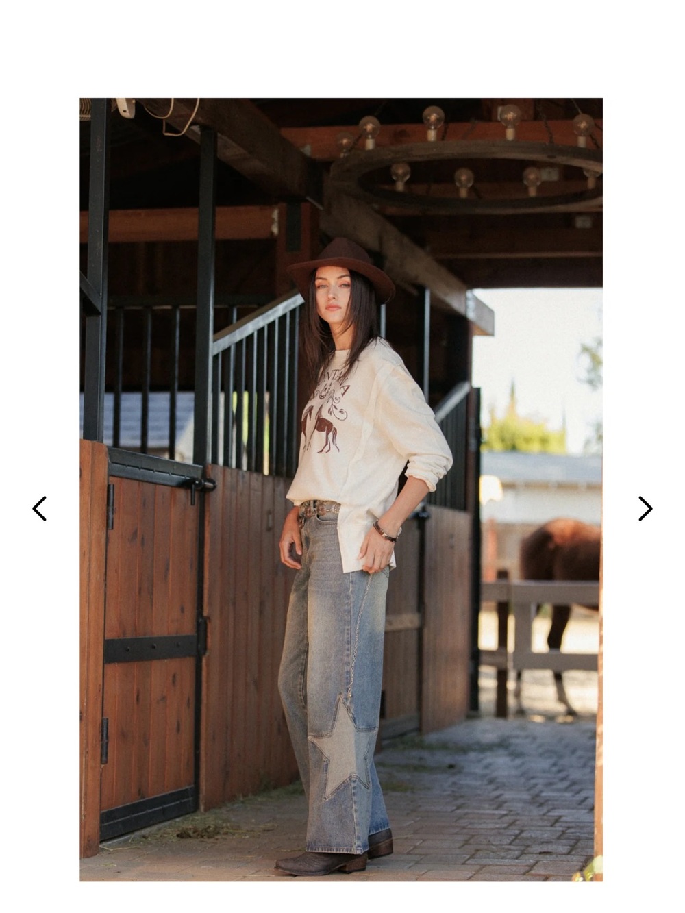 NEW Cali 1850 Wide Leg Star Patch Jeans - with Concho belt included - Picture 6 of 14